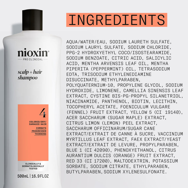 Nioxin System 4 Scalp + Hair Shampoo - Hair Thickening Shampoo For Damaged Hair with Progressed Thinning, 16.9 fl oz (Packaging May Vary) 🍁 All In One Marketplace Canada