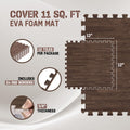Yes4All EVA Interlocking Mats, Puzzle Floor Tiles, Foam Floor Padding with Border for Furniture, Home Space, Living Room, Garage - Dark Oak Wood, 1.02 m2 🍁 All In One Marketplace Canada
