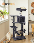 Feandrea Cat Tree Tower, 143 cm, 2 Perches, Hammock, Smoky Gray 🍁 All In One Marketplace Canada