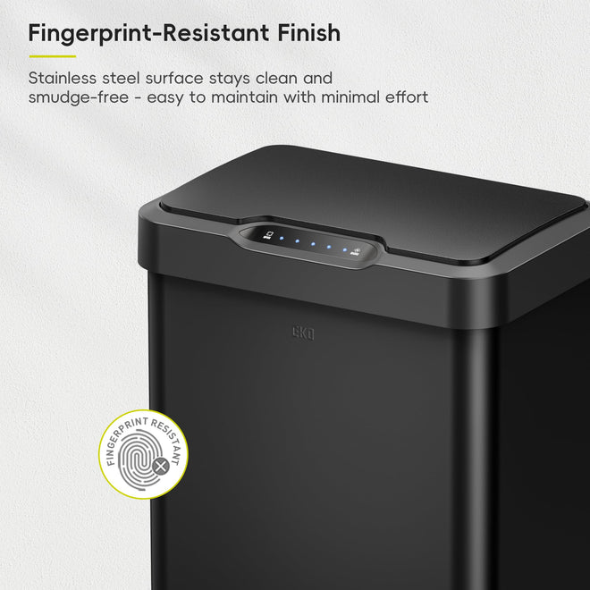 EKO Mirage-T 50 Liter / 13.2 Gallon Touchless Rectangular Motion Sensor Trash Can, Brushed Stainless Steel Finish 🍁 All In One Marketplace Canada