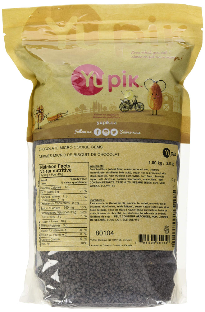 Yupik Chocolate Micro Cookie Gems, 1 kg, Tiny Chocolate Cookie Pieces, High Protein & Fiber, Ideal for Baking, Ice Cream & Yogurt Toppings 🍁 All In One Marketplace Canada