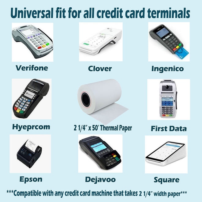 (50 Rolls) 2 1/4 x 50 Thermal Paper Receipt Rolls 2.25 x 50 ft POS Cash Register fits All Credit Card Terminals 🍁 All In One Marketplace Canada