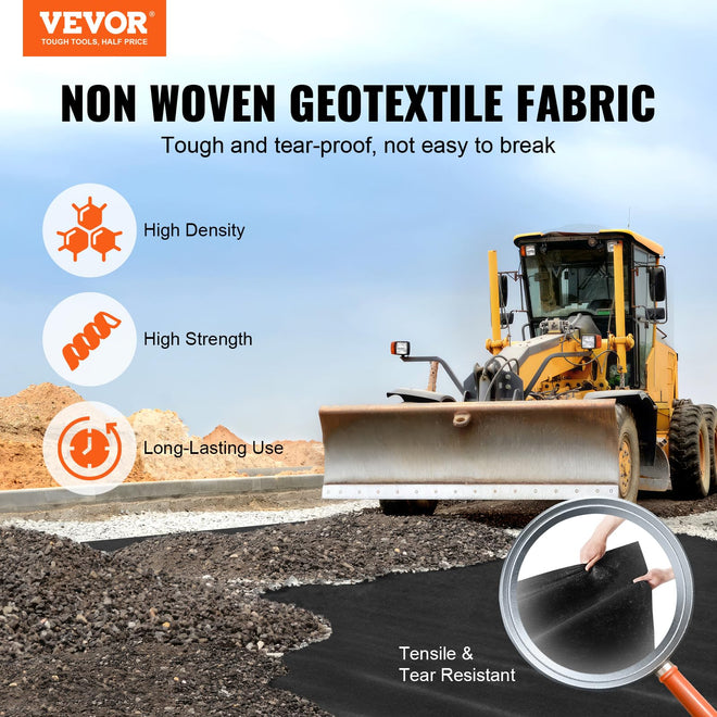 VEVOR Driveway Fabric, 3x100FT Non Woven Geotextile Fabric for Landscaping, Heavy Duty Garden Weed Barrier Fabric, 4OZ Landscape Fabric, French Drains Drainage Fabric, Ground Cover Weed Control Fabric 🍁 All In One Marketplace Canada