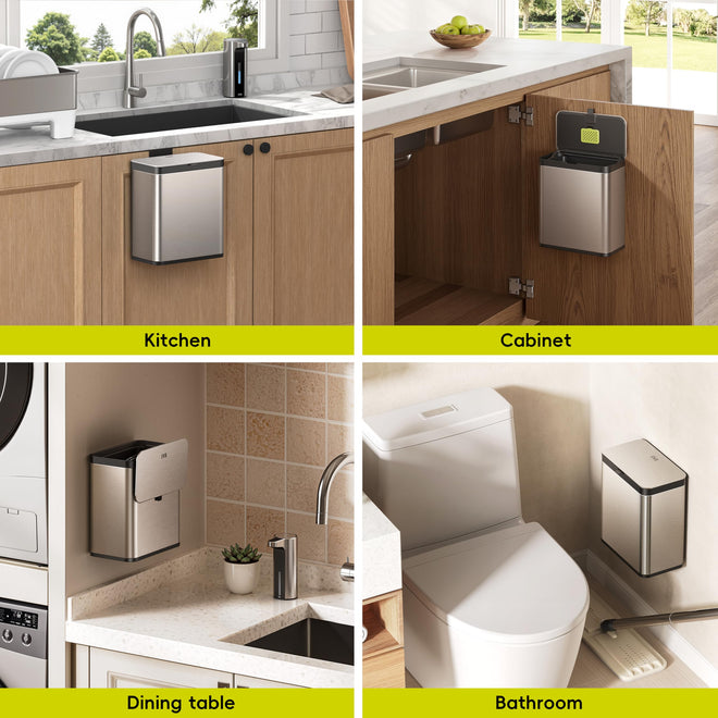 EKO Kitchen Compost Bin, 7L / 1.85 Gal Stainless Steel with Removable Inner Bucket and Deodorizer Compartment, 2-in-1 Countertop Compost Bin with Lid, Food Waste Caddy for Kitchen (MMT & Black Finish) 🍁 All In One Marketplace Canada
