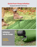 QPAU Camping Sleeping Pad, 2 Person Camping Mat, Enhanced Support for Healthy, with Built-in Foot Pump, 4.7 Inch Durable Sleeping Mattress for Camping, Hiking and Home (Pine Green) 🍁 All In One Marketplace Canada