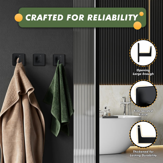 Auxmir Self Adhesive Hooks for Coat Towel, 7KG Heavy Duty Towel Hooks Stick on Wall and Door, 5 Pack Stainless Steel Waterproof Rustproof Wall Hanger for Bathroom Kitchen Office Shower 🍁 All In One Marketplace Canada
