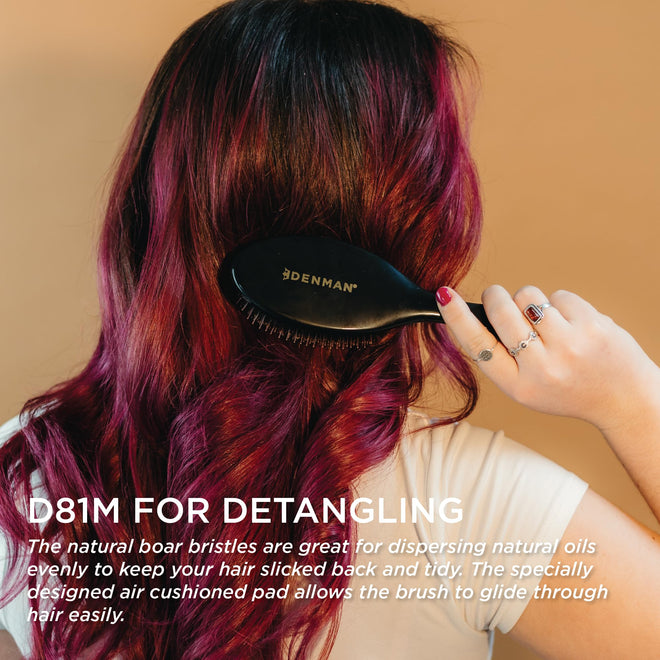 Denman Cushion Hair Brush (Medium) with Soft Nylon Quill Boar Bristles - Porcupine Style for Grooming, Detangling, Straightening, Blowdrying and Refreshing Hair – Black, P081M 🍁 All In One Marketplace Canada