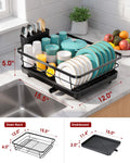 Sakugi Dish Drying Rack - Compact Dish Racks with Drain Board for Kitchen Counter, Durable Stainless Steel Dish Rack Used in Sink & on Countertop, Dark Black, Large 🍁 All In One Marketplace Canada