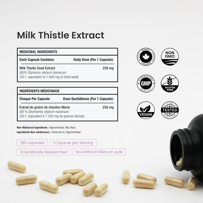 Milk Thistle Capsules – High Potency 30:1 Extract (7,500 mg Equivalent) with 80% Silymarin – Premium Liver Support Supplement for Healthy Flush & Detox – Vegan, Non-GMO – 180 Count 🍁 All In One Marketplace Canada