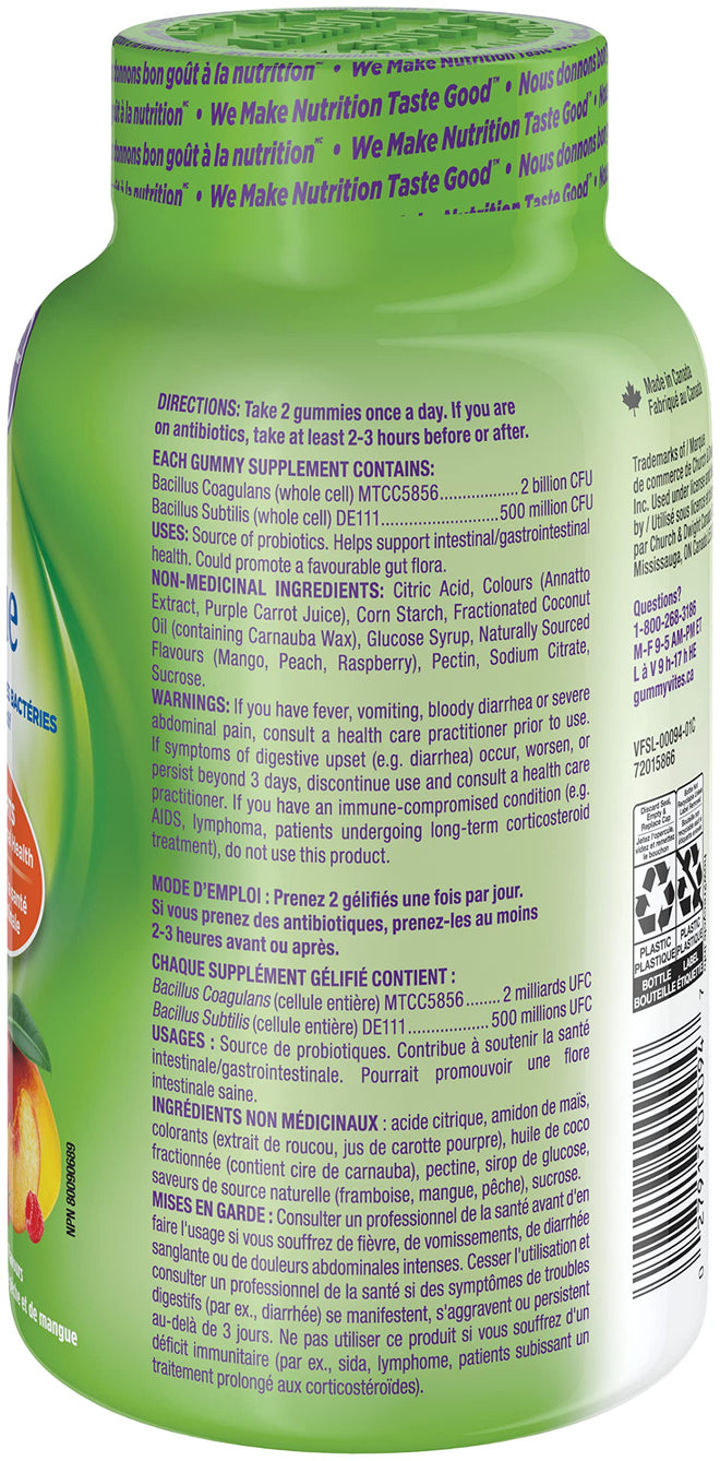 Vitafusion Probiotic Gummies - Provides Good Bacteria to the Digestive Tract, 5 Billion Active Cells, 2 Probiotic Strains, Supports Gastrointestinal Health, 35-Day Supply - 70 Count 🍁 All In One Marketplace Canada