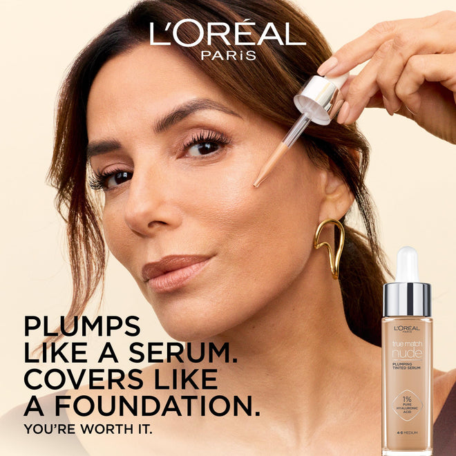 L’Oréal Paris True Match Nude Hyaluronic Foundation, Tinted Face Serum Foundation with Hyaluronic Acid for Lightweight Coverage and Instant Hydration, Radiant Finish- Very Light, 30 mL 🍁 All In One Marketplace Canada