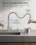 FORIOUS Kitchen Faucets, Brushed Nickel Kitchen Sink Faucet with Pull Down Sprayer, Commercial Kitchen Faucet Stainless Steel, Classic Single Handle Pull Out Sink Faucets for RV Laundry Utility Room 🍁 All In One Marketplace Canada