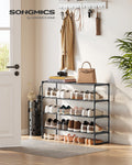 SONGMICS Shoe Rack, 4-Tier Shoe Organizer, Sturdy Storage Shelf, Upright or Upside Down, for 20-25 Pairs, Stackable, for Entryway, 30 x 92 x 75 cm, Black ULSA14BK 🍁 All In One Marketplace Canada