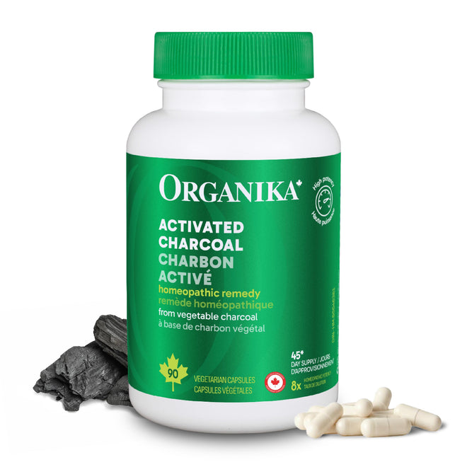 Organika Canadian-Made Activated Charcoal - Homeopathic Charcoal, Digestive Support, Detox, Gas and Bloating Support- 90vcaps 🍁 All In One Marketplace Canada