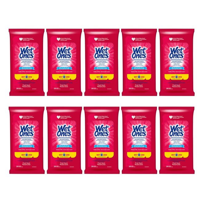 Wet Ones Antibacterial Hand Wipes, Fresh Scent, Wet Wipes, 20 Count (Pack of 10) 🍁 All In One Marketplace Canada