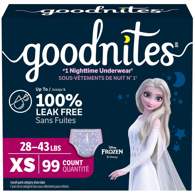 GoodNites Girls' Nighttime Underwear, Extra Small (28-43 lbs), 99 Ct 🍁 All In One Marketplace Canada