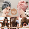 CZZXI 3 PCS Microfiber Hair Towel, Hair Wraps for Women Wet Hair, Fast Drying Hair Turban, Anti Frizz Head Towels Wrap for Curly Hair (Grey, Pink, Blue) 🍁 All In One Marketplace Canada