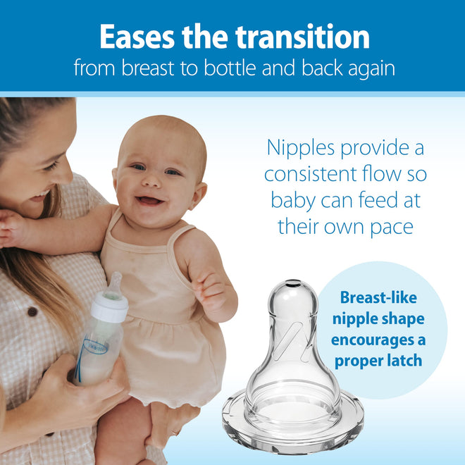 Dr. Brown's Natural Flow Anti-Colic Options+ Narrow Baby Bottle, Blue Nature, 8 oz/250 mL, with Level 1 Slow Flow Nipples, 0m+, 4 count (Pack of 1) 🍁 All In One Marketplace Canada