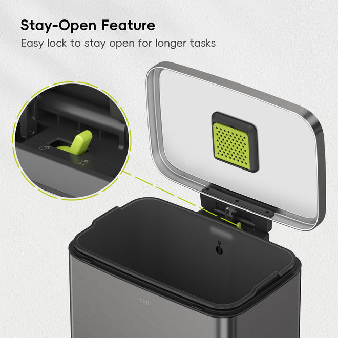 EKO Madison Gunmetal Steel 50 Liter/13.2 Gallon Step Trash Can with Inner Liner - Fingerprint Resistant Finish 🍁 All In One Marketplace Canada