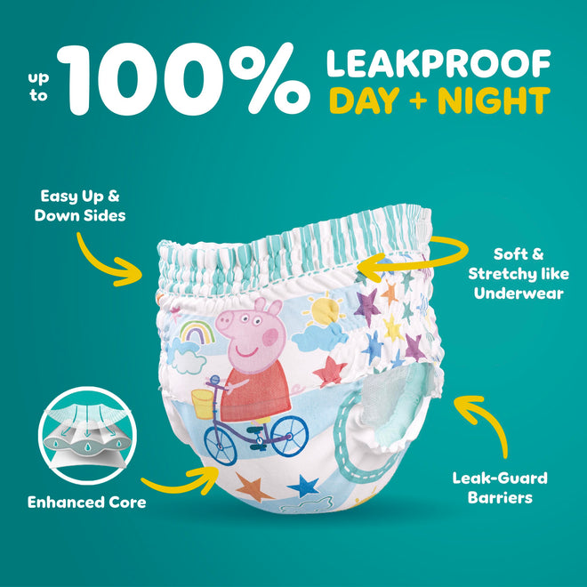 Pampers Easy Ups Girls & Boys Potty Training Pants, Size 7 (5T6T), Peppa Absorbent Training Underwear, Up to 100% Leakproof Day and Night, Hypoallergenic, 1 Pack (Count of 46) 🍁 All In One Marketplace Canada