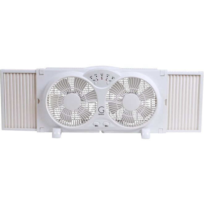 Genesis Twin Fan High Velocity Reversible AirFlow Fan, LED Indicator Lights Adjustable Thermostat & Max Cool Technology, ETL Certified, White (A1WINDOWFAN) 🍁 All In One Marketplace Canada