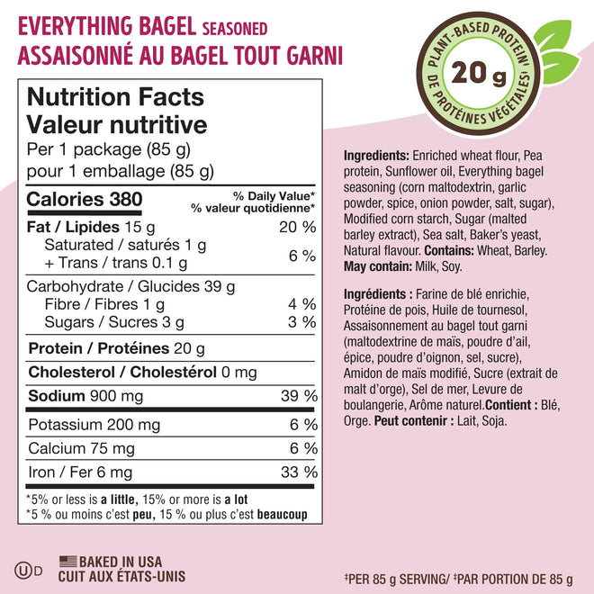 Lenny & Larry's Everything Bagel FITZELS – Savory Pretzel Snacks Incredibly Tasty, High Protein Salty, Vegan, 20g of Plant Based Protein (eight) Bags, 3 oz Each 🍁 All In One Marketplace Canada