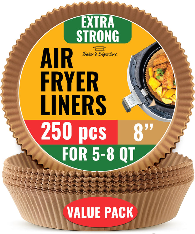 Baker's Signature Disposable 8" Round Air Fryer Parchment Paper Liner, 250 Pcs - Compatible with Up to 5.8 qt Baskets (Package May Vary) 🍁 All In One Marketplace Canada