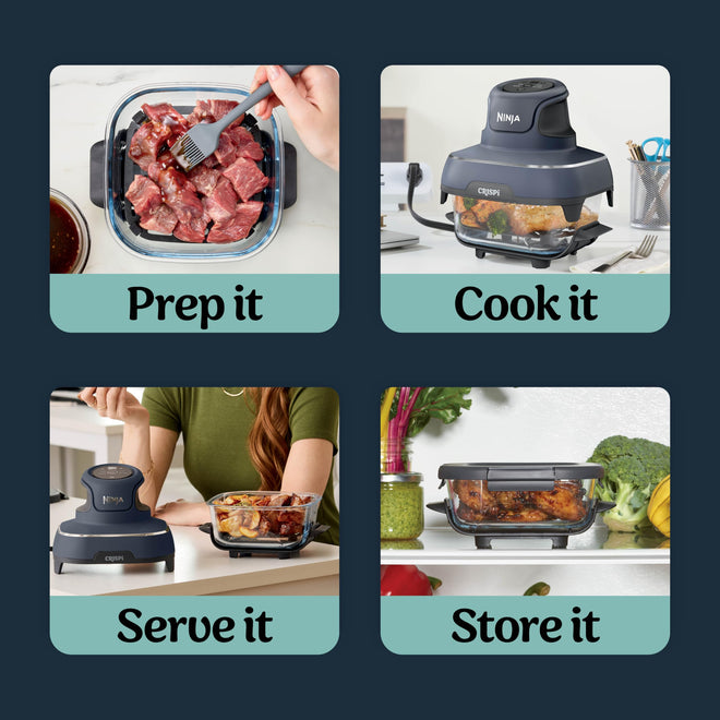 Ninja Crispi Portable Glass Air Fryer Cooking System – 4-Qt & 6-Cup CleanCrisp Containers, Nontoxic, Leak-Proof, Dishwasher Safe – Air Fry, Bake, Max Crisp, Recrisp FN101CGY (Canadian Version) 🍁 All In One Marketplace Canada