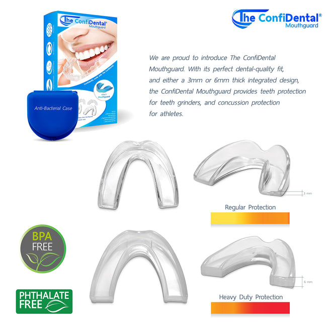 The ConfiDental - Moldable Mouth Guard for Teeth Grinding Clenching Bruxism Sport Athletic Whitening Tray Pack of 5 Including 3 Regular and 2 Heavy Duty Guard (3 (Ill) Regular 2 (ll) Heavy Duty) 🍁 All In One Marketplace Canada