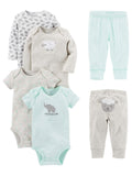 Simple Joys by Carter's Baby 6-Piece Neutral Bodysuits (Short and Long Sleeve) and Pants Set, Gray Lamb, 3-6 Months 🍁 All In One Marketplace Canada
