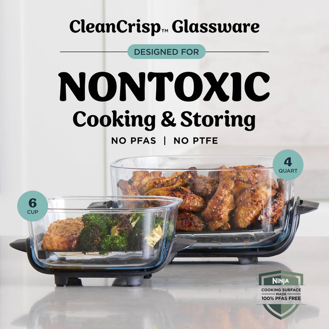 Ninja Crispi Portable Glass Air Fryer Cooking System – 4-Qt & 6-Cup CleanCrisp Containers, Nontoxic, Leak-Proof, Dishwasher Safe – Air Fry, Bake, Max Crisp, Recrisp FN101CGY (Canadian Version) 🍁 All In One Marketplace Canada