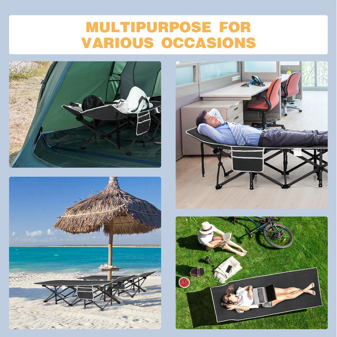 Overmont Portable Folding Camping Cot - 28” Extra Wide Portable Sleeping Cot Load 550 LBS with Carry Bag for Outdoor Travel Home Office Nap, Black 🍁 All In One Marketplace Canada