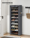 SONGMICS 10-Tier Shoe Rack, Shoe Storage Organizer Cabinet with Dustproof Cover, Free-Standing, for Closet, Entryway, Hold 27-35 Pairs, for Sneakers, High Heels, Gray URXJ10G01 🍁 All In One Marketplace Canada