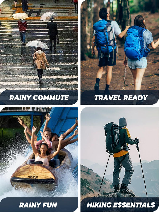 SaphiRose Hooded Rain Ponchos Outdoor Waterproof Raincoat Jacket for Adults with Zipper (Black) 🍁 All In One Marketplace Canada