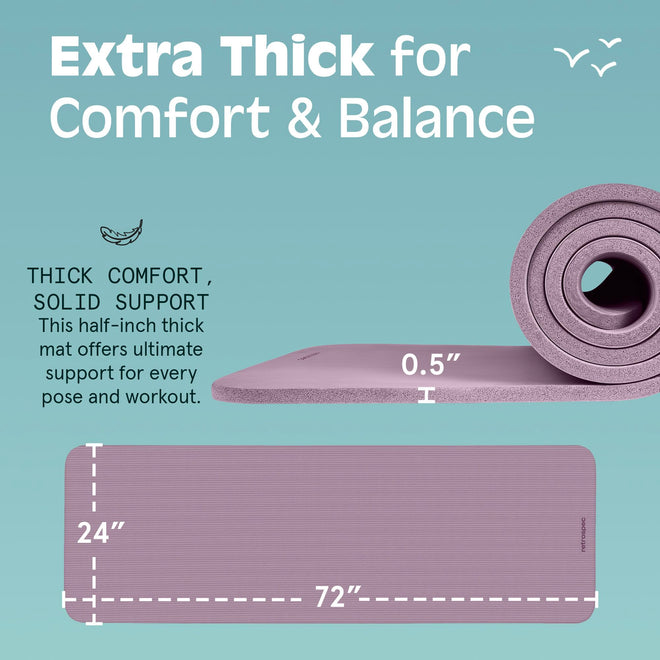 Retrospec Solana Yoga Mat 1" And 1/2" Thick With Nylon Strap for Men And Women - Non Slip Exercise Mat For Home Yoga, Pilates, Stretching, Floor And Fitness Workouts 🍁 All In One Marketplace Canada