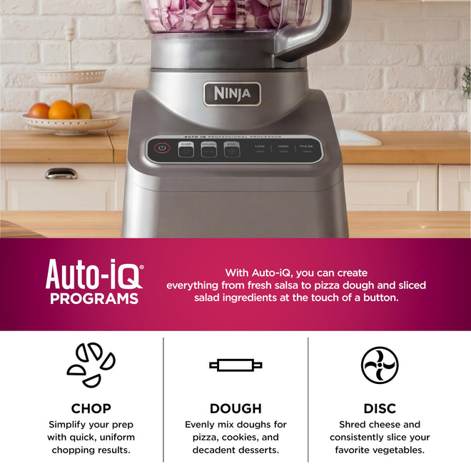 Ninja Professional Plus Food Processor 850-Watts With Auto-iQ Preset Programs Chop Puree Dough Slice Shred With a 9-Cup Capacity and a Silver Stainless Finish (BN600C) - Canadian Version 🍁 All In One Marketplace Canada