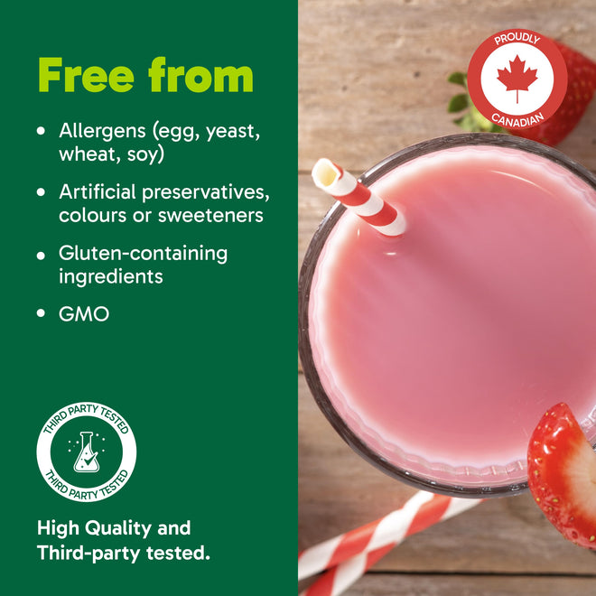 Organika All-in-One Strawberry Shortcake Protein Powder with 20g Protein,15 Vitamins & Minerals from Real Fruits & Veggies,5 Billion CFU Probiotics,4g Prebiotic Fiber, Digestive Enzymes,1g Sugar- 640g 🍁 All In One Marketplace Canada