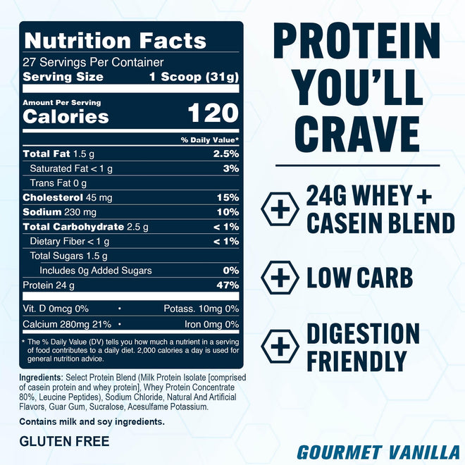 PEScience Select Protein Powder, Whey and Casein Blend, Lean Protein Powder for Women and Men, Low Calorie, Low Carb, Keto Friendly, Gluten Free - Gourmet Vanilla, 27 Servings 🍁 All In One Marketplace Canada