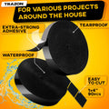 Hook and Loop Tape Roll with Heavy Duty Adhesive Industrial Strength Easy to Cut, Strong Hook and Loop Strips with Sticky Back, Black (Black, 1 Inch x 30 Feet) 🍁 All In One Marketplace Canada