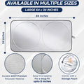 EcoNour Car Windshield Sun Shade with Storage Pouch | Durable 240T Material Car Sun Visor for UV Rays, Sun Heat Protection | Car Interior Accessories for Sun Heat | Medium Plus (64 inches x 34 inches) 🍁 All In One Marketplace Canada