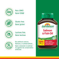 Jamieson Salmon and Fish Oil 1,000 mg Softgels, Bonus Size, Supports Heart and Brain Health. With Wild Salmon, EPA and DHA, Non-GMO, Gluten-Free, 200 Count, Proudly Canadian 🍁 All In One Marketplace Canada