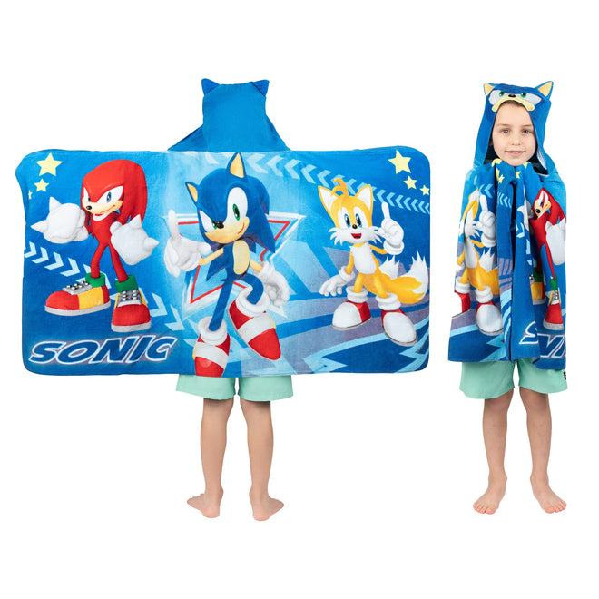 Franco Kids Bath and Beach Super Soft Cotton Hooded Towel Wrap, 24 in x 50 in, Sonic The Hedgehog 🍁 All In One Marketplace Canada