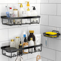 MOFOROCO 3-Pack Shower Caddy Basket Shelf with Soap Holder, No Drilling Traceless Adhesive Shower Wall Shelves, Rustproof Black Bathroom Shower Storage Organizer 🍁 All In One Marketplace Canada