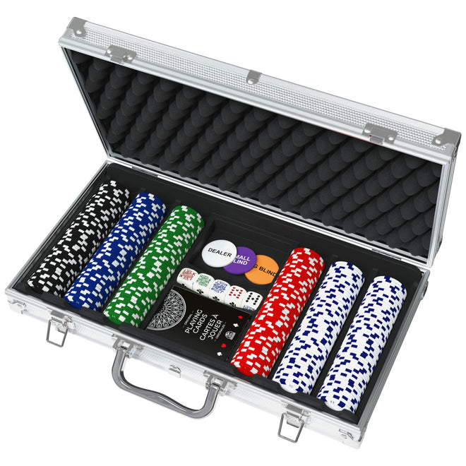 Cardinal Classics, 300-Piece Poker Set with Aluminum Carrying Case & Professional 11.5g Chips Plus 5 Poker Dice, for Adults and Kids Ages 10 and up 🍁 All In One Marketplace Canada