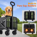 220LBS Collapsible Foldable Wagon Carts - Heavy Duty Portable Folding Utility Wagons with All-Terrain Wheels for Grocery Sports Shopping Camping Garden Beach, 2 Drink Holders/Lightweight/Black 🍁 All In One Marketplace Canada