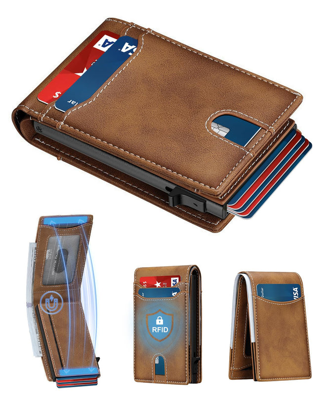 furid RFID Wallet for Men Minimalist: Slim Pop Up Wallet with ID Window - Smart Card Holder for Men - Gift for Father Husband on Father’s Day Birthday Anniversary 🍁 All In One Marketplace Canada