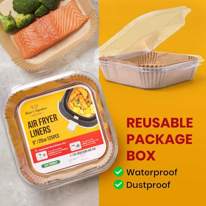 Air Fryer Liners, 125Pcs Disposable Parchment Paper Liners – Non-Stick and Oil Proof for Easy Cleanup – 8” Square for 5-8 qt Basket by Baker's Signature 🍁 All In One Marketplace Canada