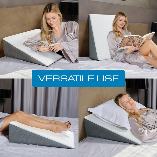 Kӧlbs Bed Wedge Pillow with Memory Foam Top Chic Jacquard Grey and White Cover (7.5" Height) 🍁 All In One Marketplace Canada