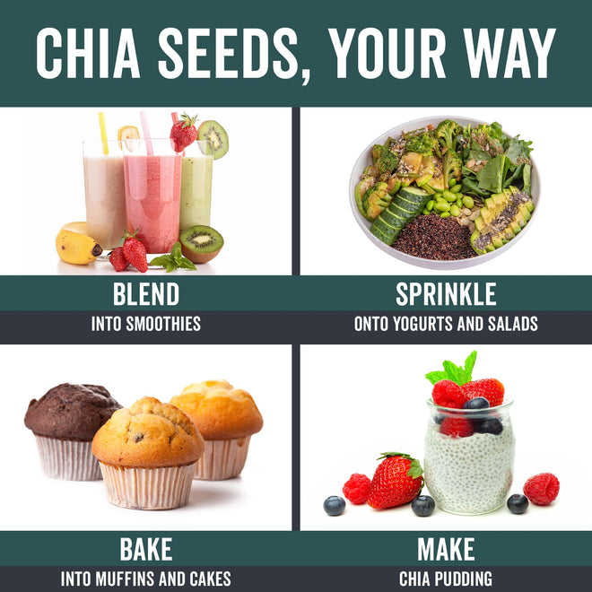 Viva Naturals Organic Chia Seeds, 2 lb – Plant-Based Omega-3s & 6s and Vegan Protein, Non-GMO, Black Chia Seeds Organic, Graine de Chia – Perfect for Smoothies, Salads, and Chia Seed Pudding 🍁 All In One Marketplace Canada