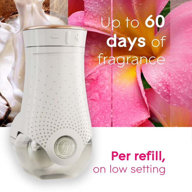 Glade PlugIns Air Freshener Refill Oil Kit, Long Lasting Scented Plug In with Essential Oils for Home, Bathroom & Kitchens, Exotic Tropical Blossoms, 2 Warmers + 6 Refills 🍁 All In One Marketplace Canada